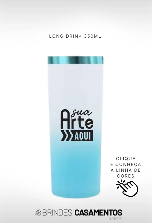 Copos Long Drink Degradê Borda Metalizada Copos Long Drink Degradê Borda Metalizada