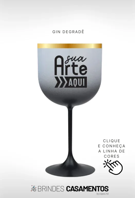 Taça de Gin Degradê Borda Metalizada Taça de Gin Degradê Borda Metalizada